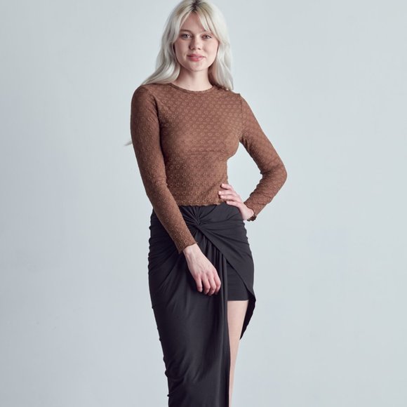 Floral Sheer Long Sleeve Top - Picture 3 of 4